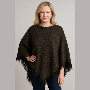 Branigan‎ Weavers Made in Ireland wool blend fringed cape OS